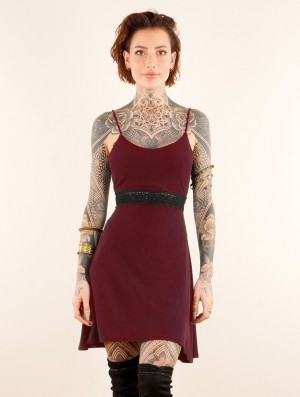 Dámské Šaty Toonzshop Düune Skater Dress With Crochet Wine | 8276ZROGP