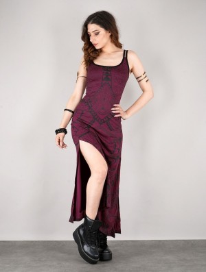Dámské Šaty Toonzshop Electra Africa Printed Long Split Strappy Dress Wine | 9546AGFPK