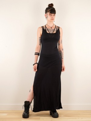 Dámské Šaty Toonzshop Electra Long Split Strappy Dress Černé | 7203NQPXY