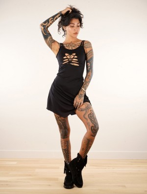 Dámské Šaty Toonzshop Electra Short And Reversible Strappy Dress Černé | 7659NAJTI