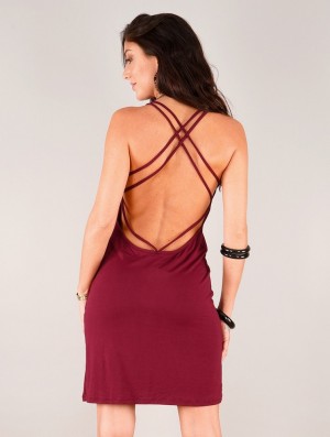 Dámské Šaty Toonzshop Emiko Bare Back Sleeveless Short Dress Wine | 9213ODGAU