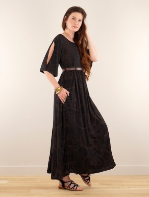 Dámské Šaty Toonzshop Eorynn Africa Printed Oversized Long Dress Černé | 6385KVNIH