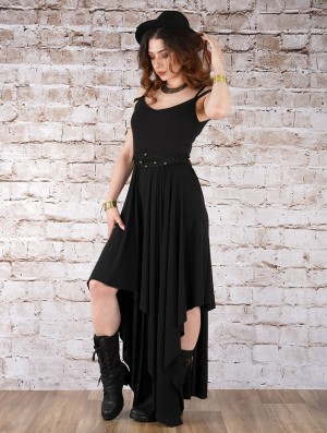 Dámské Šaty Toonzshop Gypse Asymmetric Flared Long Dress Černé | 0738XABTZ