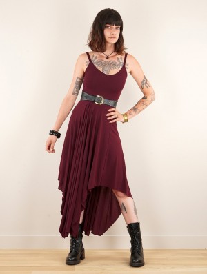 Dámské Šaty Toonzshop Gypse Asymmetric Flared Long Dress Wine | 7230YUIPJ