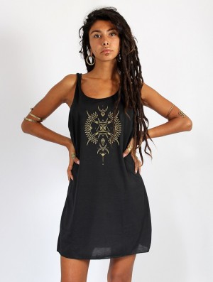 Dámské Šaty Toonzshop Ilanga Printed Sleeveless Short Dress Černé | 5830KGZWL