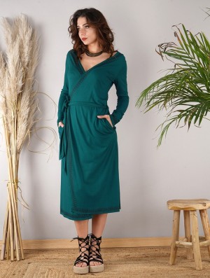 Dámské Šaty Toonzshop Irwaen Indie 2in1 Cardigan/Long Sleeve Midi Dress Blankyt | 5823NADUK