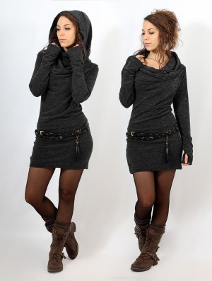 Dámské Šaty Toonzshop Kali Cowl Neck Sweater Dress Charcoal | 6489PKHDY