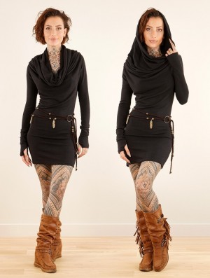 Dámské Šaty Toonzshop Kali Cowl Neck Sweater Dress Černé | 6093RZPVW