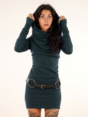 Dámské Šaty Toonzshop Kali Cowl Neck Sweater Dress Teal | 6937IVKCG