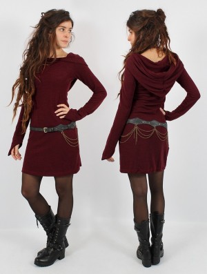 Dámské Šaty Toonzshop Karmäa Hooded Sweater Dress Wine | 2736GEAWS