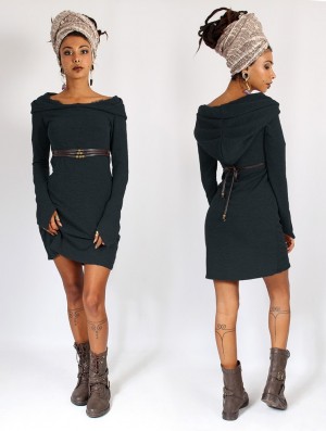 Dámské Šaty Toonzshop Karmäa Hooded Sweater Dress Tmavě Blankyt | 8753YWUMZ