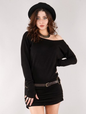 Dámské Šaty Toonzshop Kayäaz Batwing Sleeve Sweater Dress Černé | 1968ITWOP
