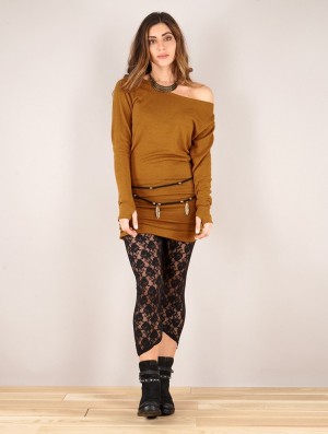 Dámské Šaty Toonzshop Kayäaz Batwing Sleeve Sweater Dress Rusty | 3716PIMJF