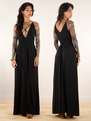 Dámské Šaty Toonzshop Lazüli Loose And Reversible Strappy Long Dress Černé | 3496XDAJN