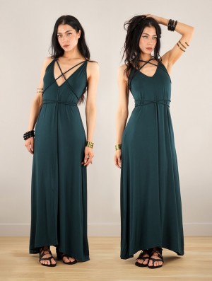 Dámské Šaty Toonzshop Lazüli Loose And Reversible Strappy Long Dress Peacock teal | 6592VWMFA