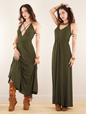 Dámské Šaty Toonzshop Lazüli Loose And Reversible Strappy Long Dress Hnědožlutý | 3159PZAXS
