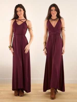 Dámské Šaty Toonzshop Lazüli Loose And Reversible Strappy Long Dress Wine | 2859FPGTN