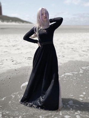 Dámské Šaty Toonzshop Lotus Artanis Long Sleeve Long Dress Dress Černé | 3654RWOUC