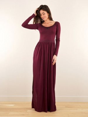 Dámské Šaty Toonzshop Lotus Artanis Long Sleeve Long Dress Dress Wine | 6438CTYBG