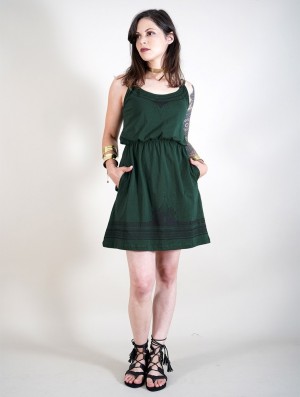 Dámské Šaty Toonzshop Lotus Oromë Printed Strappy Short Dress Peacock teal | 9708RXIWA