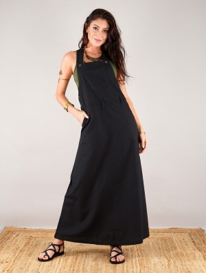 Dámské Šaty Toonzshop Milhana Dungaree Long Dress Černé | 7458SNRXL