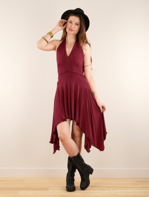Dámské Šaty Toonzshop Naela Sleeveless V-neck Flared Dress Wine | 0735GBCQW