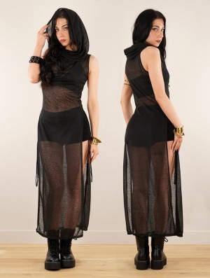Dámské Šaty Toonzshop Nephilim Long Slit Dress Průhledný Černé | 7193OMIXD