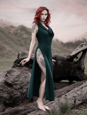 Dámské Šaty Toonzshop Nephilim Long Slit Dress Peacock teal | 0526NELHV