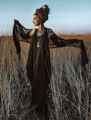 Dámské Šaty Toonzshop Noéa Sleeveless Long Dress Černé | 0723IBSMK