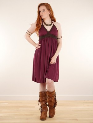 Dámské Šaty Toonzshop Nolofinwe Strappy Bare Back Short Dress Wine | 8791HSPYR