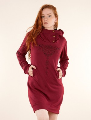 Dámské Šaty Toonzshop Numendil Zohraa Printed High Collar Hoodie Dress Wine | 8497BXEKZ