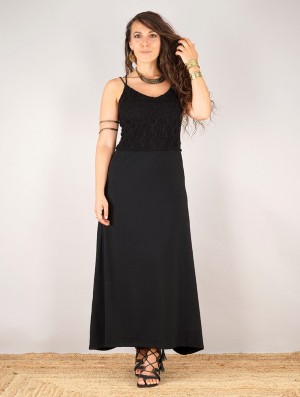 Dámské Šaty Toonzshop Nymph Long Dress With A Crochet Chest Černé | 9740UJFLM