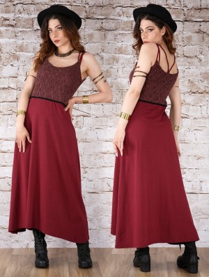 Dámské Šaty Toonzshop Nymph Long Dress With A Crochet Chest Wine | 0412LEPAG