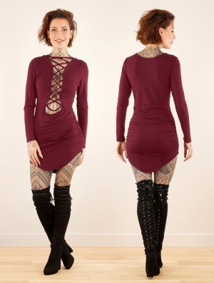 Dámské Šaty Toonzshop Ritaa Long Sleeve Dress Wine | 6380LTFAB