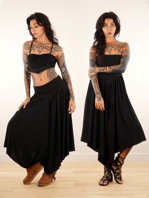 Dámské Šaty Toonzshop Shojo Skirted Harem Pant 2in1 Dress Černé | 7921UOZPN