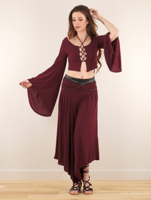 Dámské Šaty Toonzshop Shojo Skirted Harem Pant 2in1 Dress Wine | 2456LPVBU
