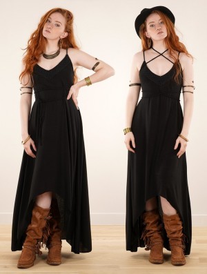 Dámské Šaty Toonzshop Topäaz Loose And Strappy Long Dress Černé | 0625KSZGA