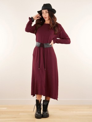 Dámské Šaty Toonzshop Wasilah Long Sweater Dress Wine | 7450ERCAU
