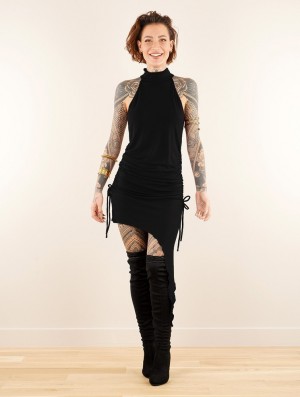 Dámské Šaty Toonzshop Yuna Halter Neck Asymmetric Dress Černé | 1749MNHGV