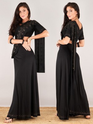 Dámské Šaty Toonzshop Zalya Anazra Printed 3in1 Long Dress Černé | 4517LRGVH