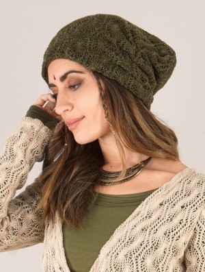 Dámské Čepice Toonzshop Aslan Pleated Crochet Beanie Zelene | 4381LHCED