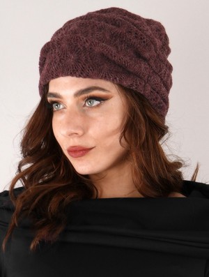 Dámské Čepice Toonzshop Aslan Pleated Crochet Beanie Wine | 5802RICEG