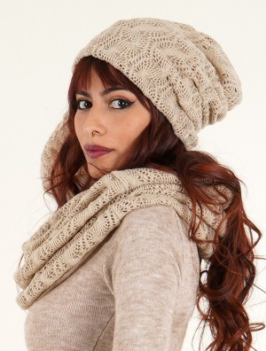 Dámské Čepice Toonzshop Aslan Pleated Crochet Beanie Béžový | 8391VBJPN