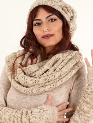 Dámské Šátek Toonzshop Oöna Crochet Snood Scarf Béžový | 0614TKYAX