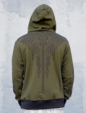 Pánské Mikina s Kapucí Toonzshop Aegnor Circuit Zipped Hoodie Zelene | 2915QCTMJ