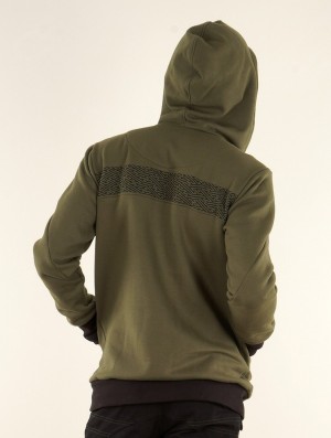 Pánské Mikina s Kapucí Toonzshop Námo Swastika Printed Zipped Hoodie Olivy Zelené Zelene | 8590CAQLF