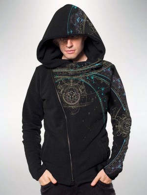 Pánské Mikina s Kapucí Toonzshop Portal Zip Up Hoodie Černé | 9148GJNXP