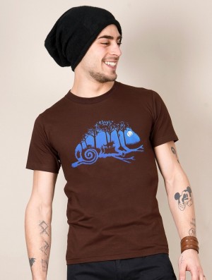 Pánské Tričko Toonzshop Cameleon Printed Short Sleeve T-shirt Hnědé | 4130IBASZ