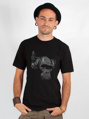 Pánské Tričko Toonzshop Dj Monkey Printed Short Sleeve T-shirt Černé | 4290FCIDL