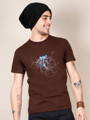 Pánské Tričko Toonzshop Jellyfish Printed Short Sleeve T-shirt Hnědé | 0853TPSUM